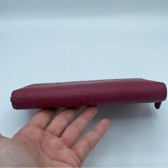 Chanel Pink Camelia Embossed Zip Wallet - Picture 9 of 14